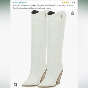 Bellirala White Tall Cowgirl Boot